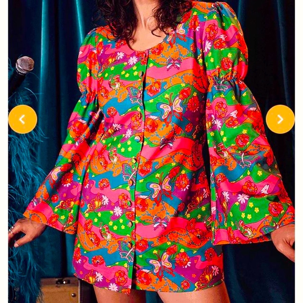 The Hippie Shake Nico Psychedelic Rainbow Ladyland Dress UK 12